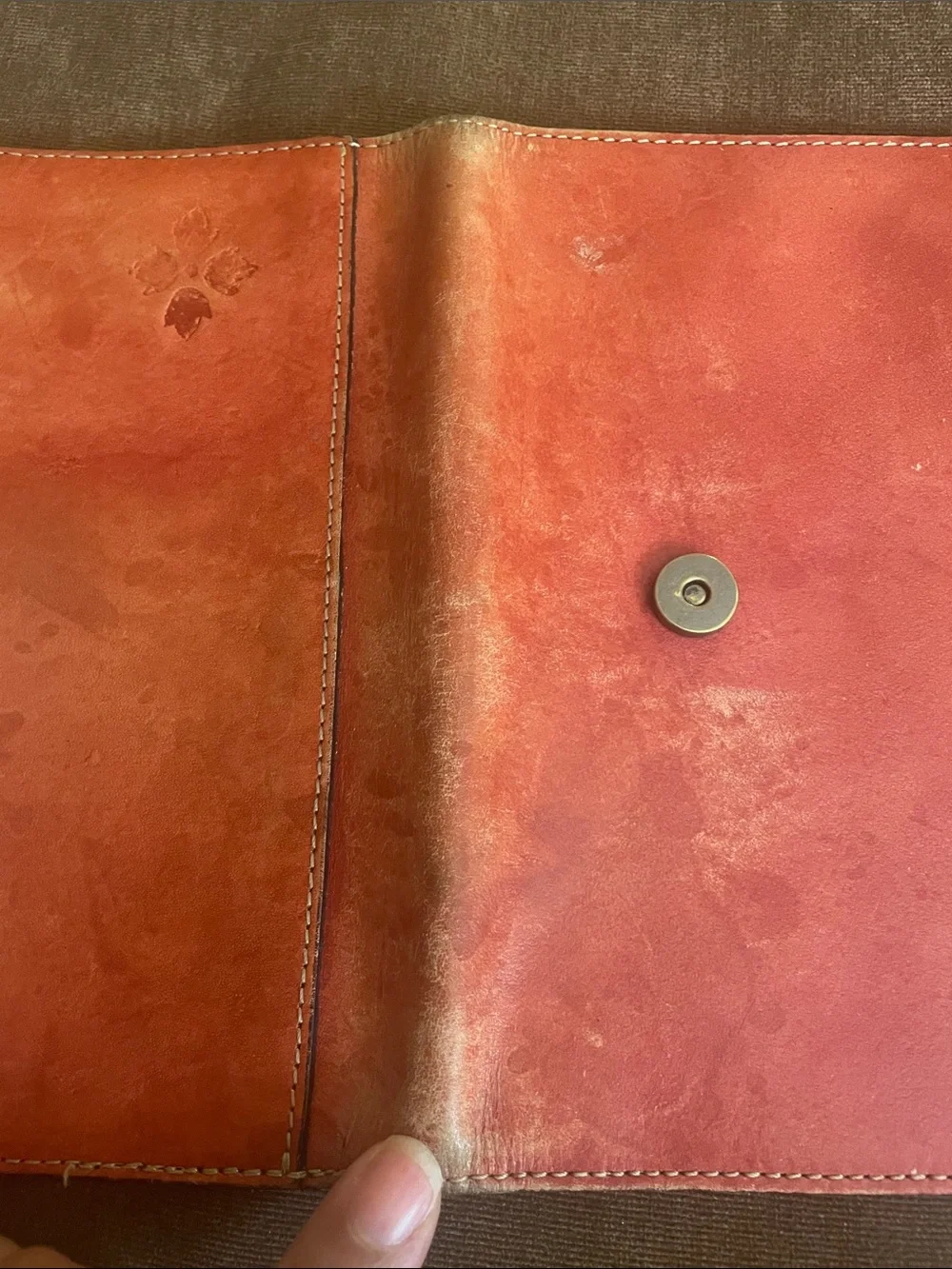 Patricia Nash Weathered Studded Leather Wallet/Clutch in Distressed Burnt Orange